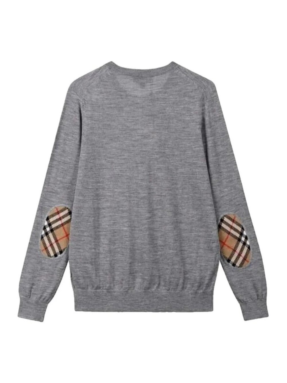 Burberry Women’s Bempton Wool Elbow Check Patches Pullover Sweater Grey M 807501